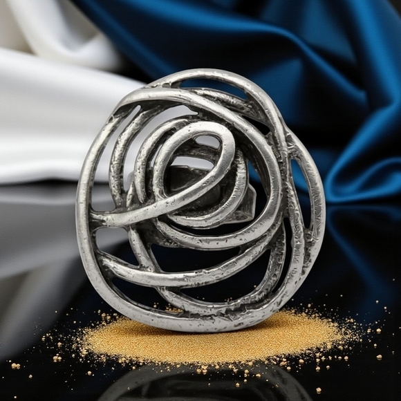 Turkish Zamak Boho Chic Handmade Adjustable Flower Ring🌹 Statement Jewelry - Picture 3 of 14